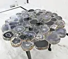 Black Agate Geode Live Edge Coffee Table Handmade Modern Living Room Furniture