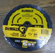 DeWalt 7-1/4" 24T CARBIDE TIPPED FRAMING SAW 3 BLADES #DWA171423L