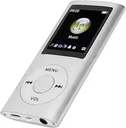 MP3 Player, Portable Music Player with 1.8 Inch LCD Screen, HiFi Lossless Sound, Slim Design, Long Battery Life, Multifunctional for School Travel (Silver)