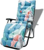 67 Inch Patio Lounge Chair Cushion, Indoor/Outdoor Floral Printed Sun Lounger Pad Replacement with Ties Non-Slip High Back Chair Cushions(Chair Not Included)