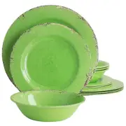 Laurie Gates California Designs Mauna 12 Piece Melamine Dinnerware Set in Crackl