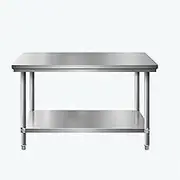 Snaweo Stainless Steel Work Table, Commercial Kitchen Stainless Steel Table, Double Layer Stainless Steel Prep Table with Adjustable Feet for Restaurant, Hotel(120x40x80cm)