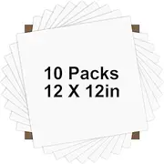 HTVRONT White HTV Heat Transfer Vinyl Bundle: 10 Pack 12"x12" Iron on Vinyl for T-Shirt (1 Teflon Sheet Included), PU HTV Vinyl Easy to Cut & Weed for Heat Vinyl Design