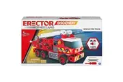 Meccano Fire Truck Toy Model Car Kit 152 pcs: Battery-Powered Siren Sound, Lights Swiveling Ladder Ages 5+ STEAM Vehicle Building Set with 2 Kid Construction Tools, 150 Snap-in Parts Stickers