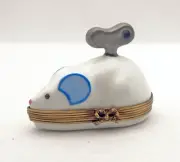 New Authentic French Limoges Trinket Box Cute Mechanical White Mouse - Cat Toy