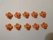 Lego Lot Of 10 Bright Orange Plant Plants W/ Plate Leaves 3 Leaf