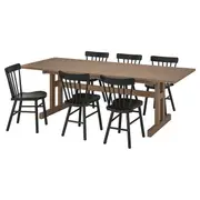 KLIMPFJÄLL / NORRARYD table and 6 chairs, grey-brown/black, 240x95 cm