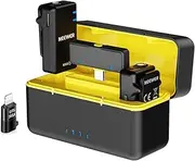 NEEWER Wireless Microphone System with Charging Case & OTG Adapter, USB C Noise Cancelling Lapel Lavalier Microphone Clip on Mini Lav Mic Compatible with iPhone 16 Pro Max for Live Streaming, KM15