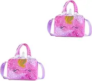 COLLBATH 2pcs Plush Unicorn Crossbody Bag Decorative Single Shoulder Bag for Boys and Girls Handy Storage for Lipstick Bracelets