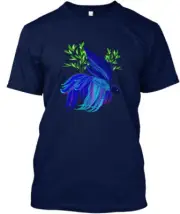 Big Blue Siamese Fighting Fish T-Shirt Made in the USA Size S to 5XL
