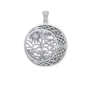 Tree of Life Crescent Moon 925 Sterling Silver Pendant Fine Symbolic Jewelry