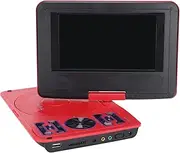 Portable DVD Player with Large Swivel Screen, 806 1500MAh Rechargeable Mobile DVD Player, Supports Sync TV/SD Card/USB/Region (Red)