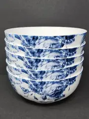 Set of 5 Mikasa Pippa Blue Floral Bone China Cereal Soup Bowls 6" New