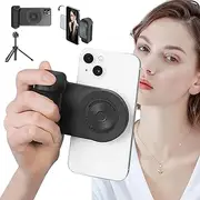 Magnetic Smartphone Grip, Black Magnetic Snapgrip with Bluetooth, Locking Grip, Magnetic Grip for Camera, Locking Grip for Mobile Phone