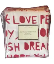 NWT Pottery Barn Twin Bed LOVE Hope JOY Dream FLANNEL Red SENTIMENT SHEET SET
