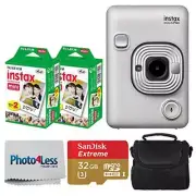 Fujifilm Instax Mini LiPlay Hybrid Instant Camera (Stone White) - DELUXE BUNDLE