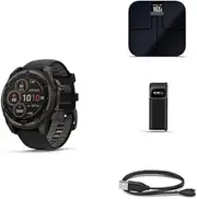 Garmin Fenix 8 Wellness Bundle - Fenix 8, 47mm, Solar, Sapphire, Carbon Gray Titanium, Index™ S2, Black, Index BPM & Garmin USB-A Charging/Data Cable (0.5 m)