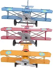 Ciieeo 3pcs Vintage Metal Airplane Models Iron Airplane Figurines for Home Decors Cabinet Decoration Unique Iron Plane Figure Retro Craft Airplane
