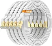 Surplay Cat8 10FT-5Pack Ethernet Cable,White-40Gbps Internet Network Cord,High Speed Gold-Plated RJ45 Double Shielded with Ground Wire & Cable-Tie for PS5/4,PC,Xbox,Hub,Router