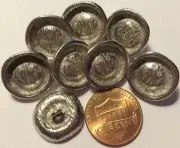 8 Very Slightly Oval Silver Tone Metal Shank Buttons Almost 11/16" 16.6mm # 6843