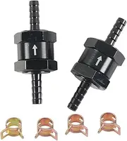 Mtsooning Pack of 2 Fuel Check Valve, Fuel Line Inline Check Valve, Aluminium Petrol Check Valve Diesel with 4 Pieces Fuel Hose Spring Clamps (8 mm)