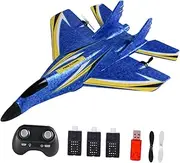 Generic RC Fighter Plane with Foam Design for Kids and Adults, Easy to Operate, Blue Three Battery