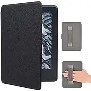 T Tersely Slimshell Case Cover with Hand Strap Belt for All-New Kindle Paperwhite (11th Generation-2021, 6.8 inch) or Paperwhite Signature Edition, Smart Shell with Auto Sleep/Wake - Black