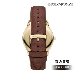 【EMPORIO ARMANI 官方直營】Minimalist 復刻簡約指針手錶 棕色真皮錶帶 42MM AR11610