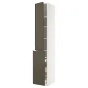 METOD / MAXIMERA hc w p-o func 3drw/1dr/2shlv, white/Havstorp brown-beige, 40x60x240 cm