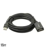 15Ft USB2.0 USB-2 Active Repeater A-Male to A-Female Extender M/F Cable Adapter