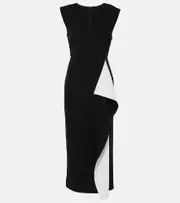 [Roland Mouret] Roland Mouret Ruffed cady midi dress AU 6 black