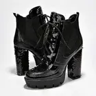 Cape Robbin Womens Size 10 Chunky Block Heel Platform Sequin Lace Up Boots Black
