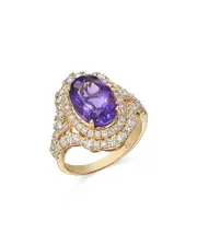 Bloomingdale's Fine Collection Amethyst & Diamond Double Halo Ring in 14K Yellow Gold