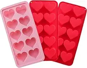 3 Pcs Heart Shaped Ice Cube Trays 10-Cavity Heart Shaped Silicone Molds Pink Red Heart Ice Cube Molds for Ice Cubes, Chocolate, Cocktails, Whiskey, Candle