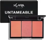 Klara Cosmetics 3 shades palette Untameable Contour Blush Eyeshadow Highlight Coral Shimer Matte Palette Long Lasting Full Colour Pigment