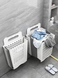 在飛比找樂天市場購物網優惠-衛生間置物架浴室廁所摺疊臟衣籃免打孔壁掛式洗衣機收納用品大全
