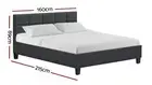 Artiss Upholstered Queen Bed Frame, Wooden Slats Bed Base - Charcoal