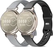 [Conidido] 2 Pack Slim Silicone Watch Bands Compatible with Garmin Lily 2/Lily 2 Classic/Active Smart Watch, 14mm Soft Rubber Band Quick Release Replacement Thin Narrow Strap Lily 2 Accessory for Women