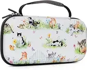 Funny Cats Nintendo Switch Case/ Switch Case OLED Model, Protective Portable Travel Carry Case for Boys Girls, Switch Case with 20 Games Card Slots for Console & Accessories, Cats Playing in Grass