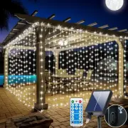 600LED Solar Curtain Lights Waterproof, 20 * 10FT Upgraded Twinkle String Fai...