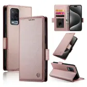 Wallet Case for Oppo A54 4G/A55 5G/A54S/A55S 5G,Slim Protective Shockproof Case With Card Holder,Premium PU Leather Kickstand-Rose Gold
