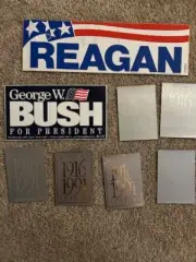 political stickers assorted: Reagan, Bush and Boeing anniversary vintage