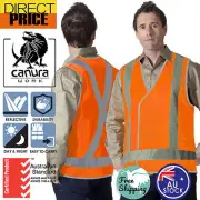 Hi Vis Safety Vest Aus Standard Reflective Vertical Tape Orange Day Night Work