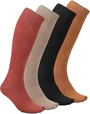 [JTYKUYR] Warm Knee High Socks for Women Christmas Gift Thermal Cotton Socks For Girl Stylish Design Fun (4 Pairs)