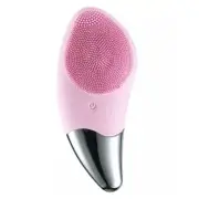 Ultrasonic Electric Silicone Face Cleansing Brush Soft Silicone Waterproof Travel Size Massager for Skin Exfoliation, Deep Cleansing, Anti Aging - Pink