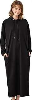 [aromm] Women's Hooded Sweatshirt Long Sleeve Pullover Casual Maxi Hoodie Dress with Pockets
