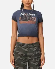 [BON JOVI] Bon Jovi Women's Dead Or Alive Sunfade Baby T-shirt Black Wash - Size M M Black Wash