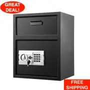 Security 1.7 Cubic Digital Depository Safe Drop Safe Carbon Steel 2 Keys Safe