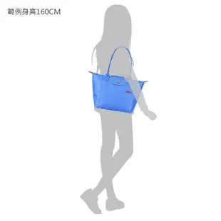 【LONGCHAMP】LONGCHAMP COLLECTION刺繡LOGO尼龍摺疊長把拉鍊肩背包(小/藍紫x紅)
