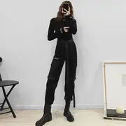 Buckled-Accent Cargo Jogger Pants Black - XL